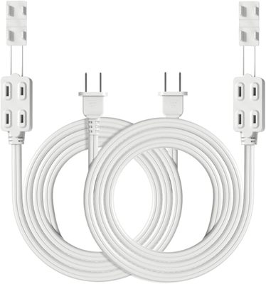 2-Pack 16 AWG 2 Prong Extension Cord 6 Ft