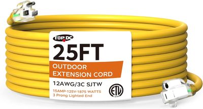 3 Prong 12/3 Gauge Outdoor Extension Cord 25 Feet